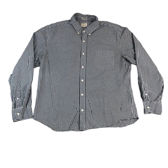 J. Crew Shirt Mens Extra Large Blue White Gingham Oxford Button‎ Up Preppy Slim - Picture 1 of 7